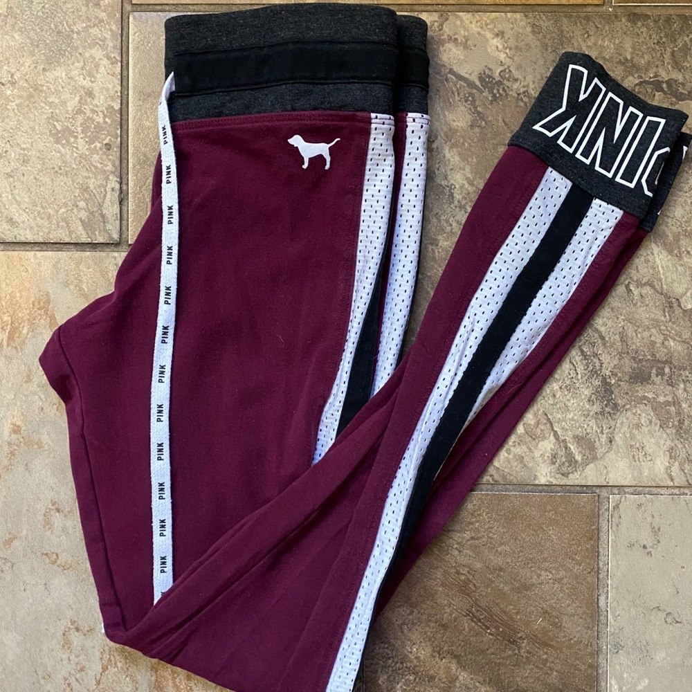 PINK Victorias secret striped purple leggings